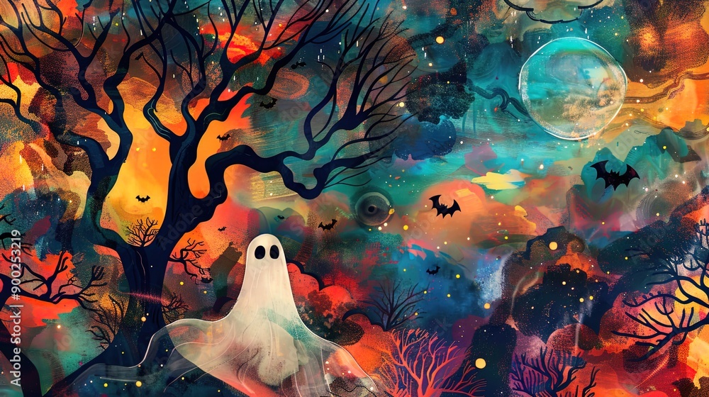 Abstract Halloween Artistry: Vibrant Color Palette and Surreal Elements Merge in a Hauntingly Beautiful Seasonal Masterpiece. HD wallpaper, halloween, art, background Abstract Halloween Artistry: Vibrant Color Palette and Surreal Elements Merge in a Hauntingly Beautiful Seasonal Masterpiece. HD wallpaper, halloween, art, background