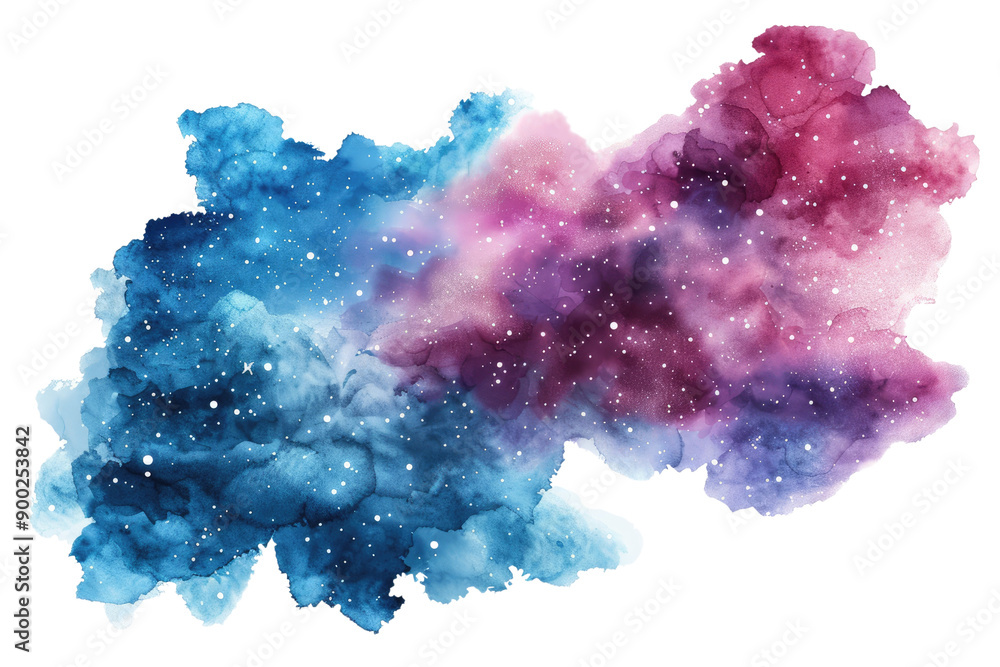 Fototapeta premium Watercolor Nebula Cloud Clipart Illustrating Vibrant Colors on White or Transparent Background