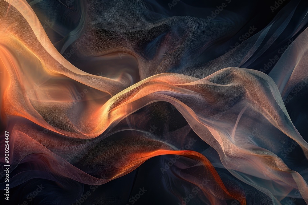 Abstract Image of Orange and White Fabric on Black Background Abstract Image of Orange and White Fabric on Black Background