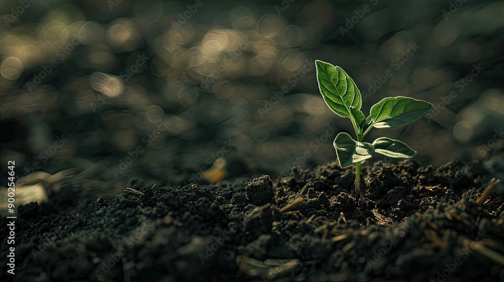 Young plant soil growth. Generative AI Young plant soil growth. Generative AI