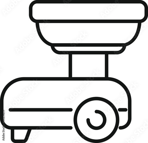 Outline icon of an electric pet feeder, a helpful device for busy pet owners