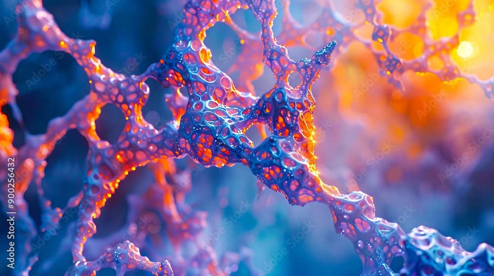 A close up of a bunch of red and blue cells A close up of a bunch of red and blue cells