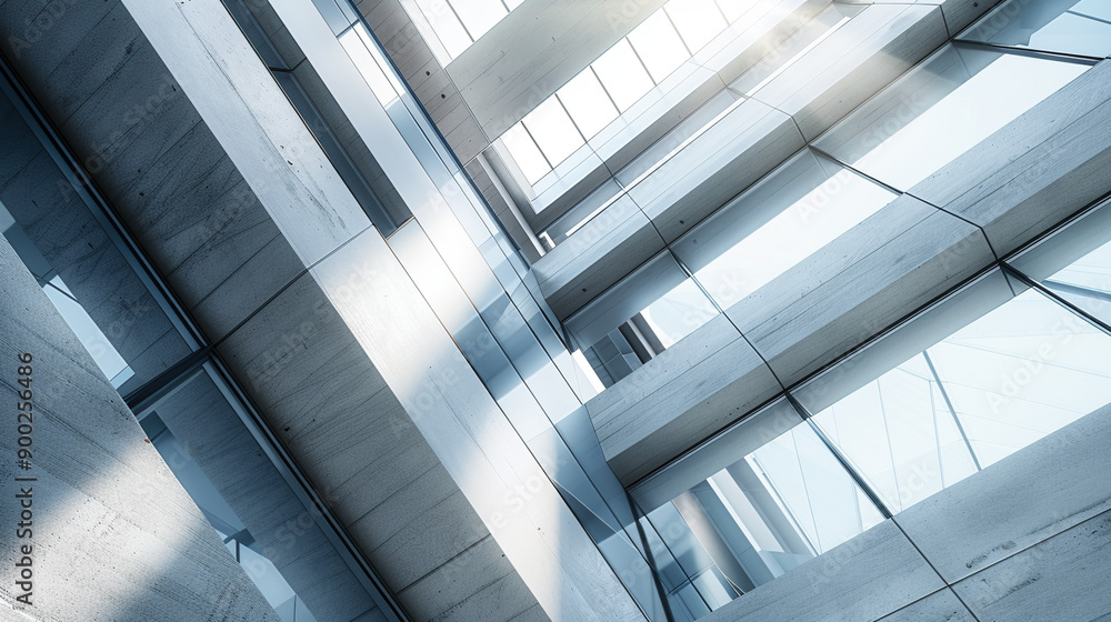 Fototapeta premium Intricate Geometry: Exploring Modern Facade Interiors