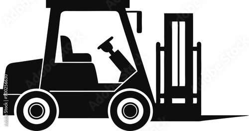 Forklift black silhouette vector illustration design