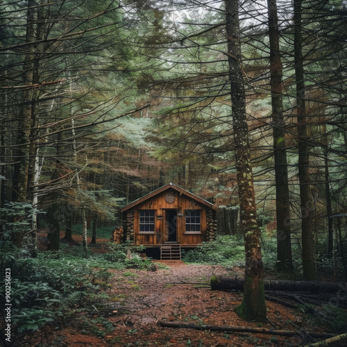 Cozy wooden cabin in a dense forest © LabirintStudio