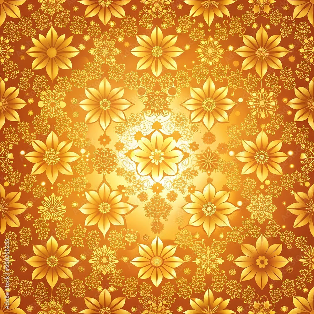 Golden Floral Pattern Background. Golden Floral Pattern Background.