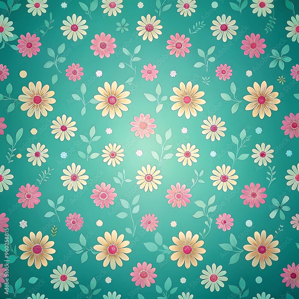 Floral Pattern with Green Background. Floral Pattern with Green Background.