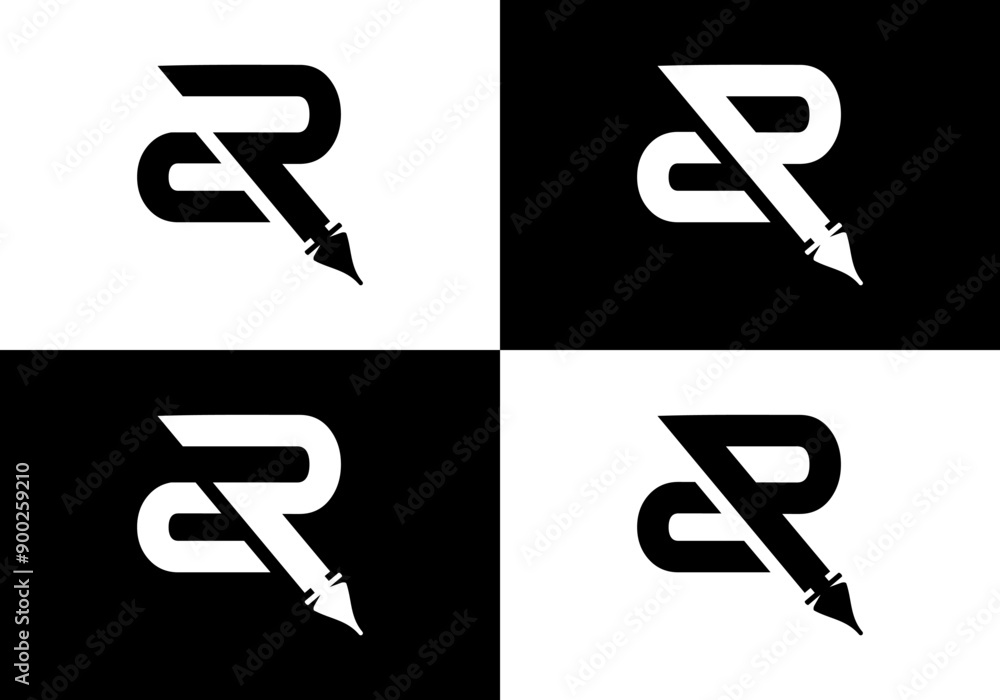 Initial Letter R Pen Tip Logo Vector Design Initial Letter R Pen Tip Logo Vector Design
