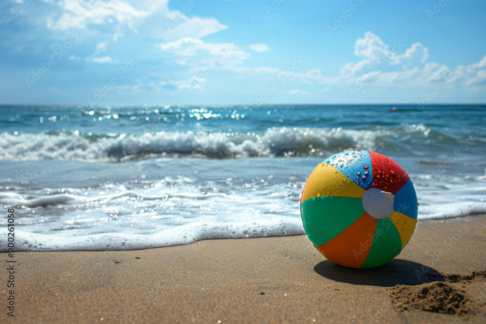 Obraz premium Beach Ball on a Sandy Shore