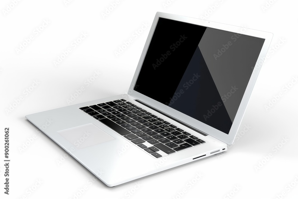 Cute 3D Illustrated Laptop on White Background - Front View with High Resolution Cute 3D Illustrated Laptop on White Background - Front View with High Resolution