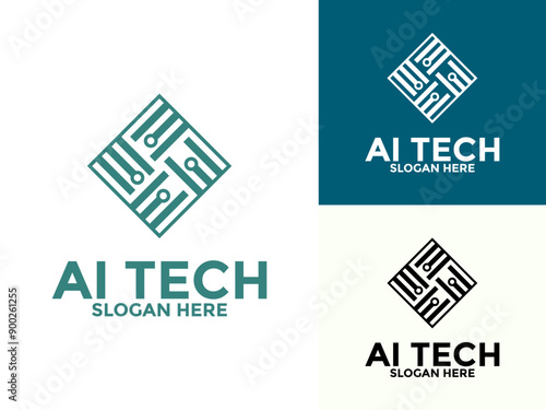 Abstract Technology Analysis logo vector design concept. Artificial intelligence technology logotype symbol