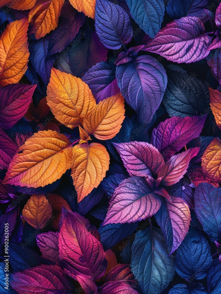 Close-up view of vibrant leaves with varied colors and textures Close-up view of vibrant leaves with varied colors and textures
