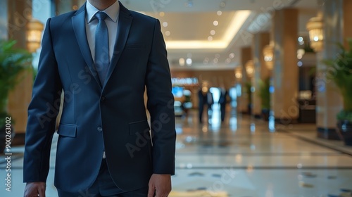 Wallpaper Mural Close-up Silhouette of Supervisor Assessing Hotel Service Quality in Realistic Hotel Lobby Setting Torontodigital.ca