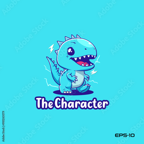 Cute dinosaur logo, vector, mascot, character, cartoon, illustration