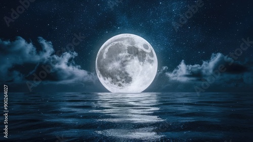 Shimmering Sea Under the Full Moon