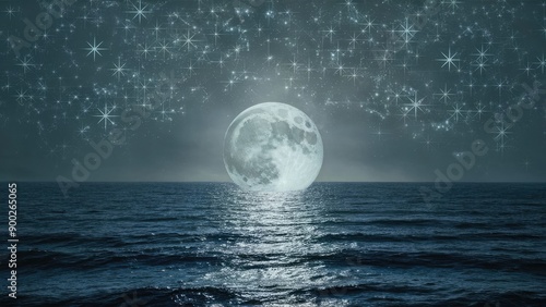 Full Moon Over Tranquil Sea