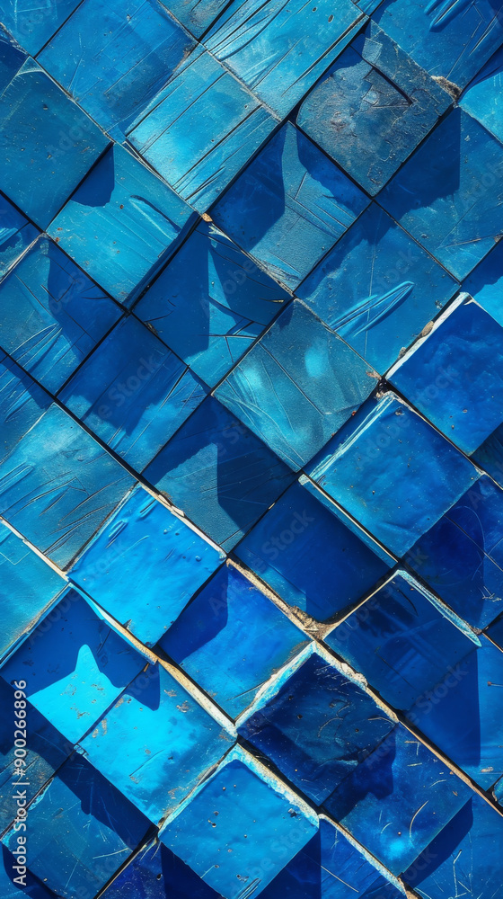 Close-up of blue textured tiles in Close-up of blue textured tiles in