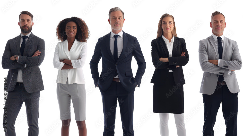 Professional Business Individuals Standing Confidently Together in Studio Setting During Daytime Professional Business Individuals Standing Confidently Together in Studio Setting During Daytime