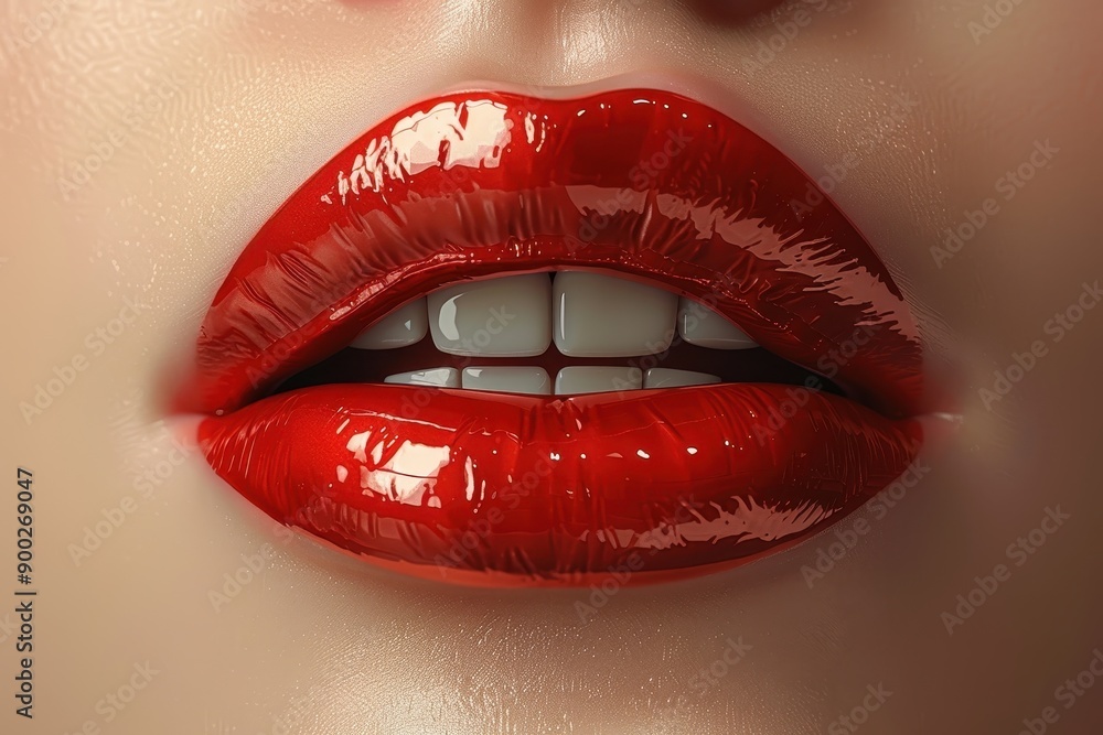 Obraz premium isolate glowing red woman lips