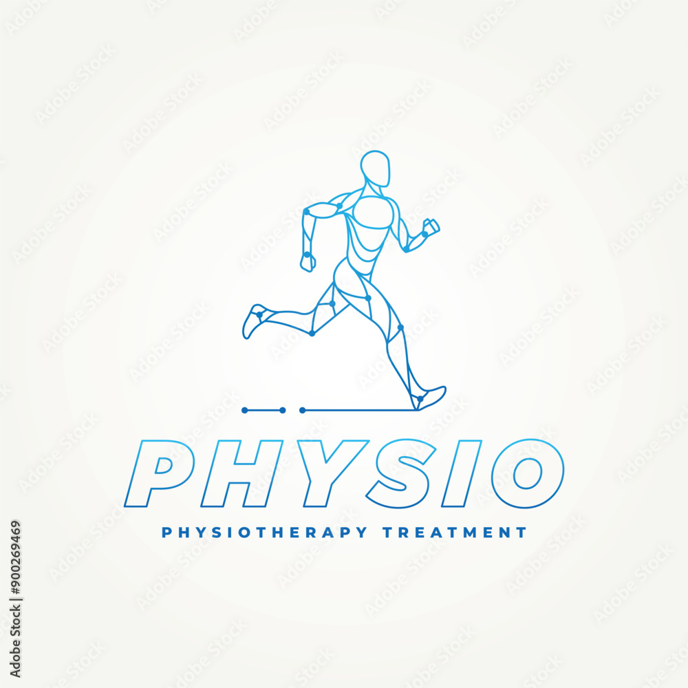 minimalist physiotherapy treatment with people running line art icon logo vector illustration design. simple modern physiotherapy clinic logo concept minimalist physiotherapy treatment with people running line art icon logo vector illustration design. simple modern physiotherapy clinic logo concept