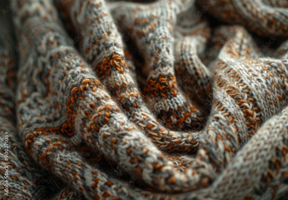 A macro image of a woolen shawl, focusing on the delicate knit design and texture A macro image of a woolen shawl, focusing on the delicate knit design and texture