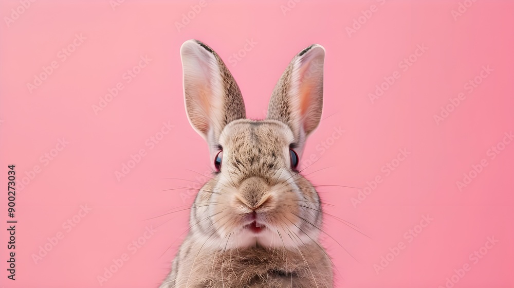 Obraz premium Cute Bunny on Pink Background