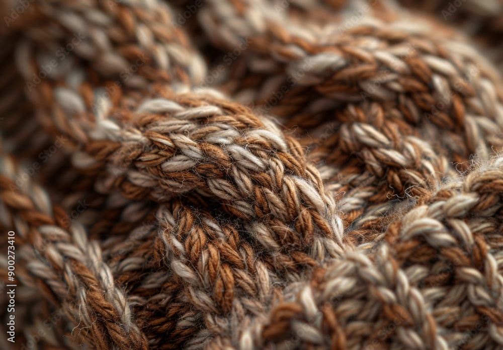 A close up of a woolen beanie, showcasing the detailed knit pattern and soft fibers A close up of a woolen beanie, showcasing the detailed knit pattern and soft fibers
