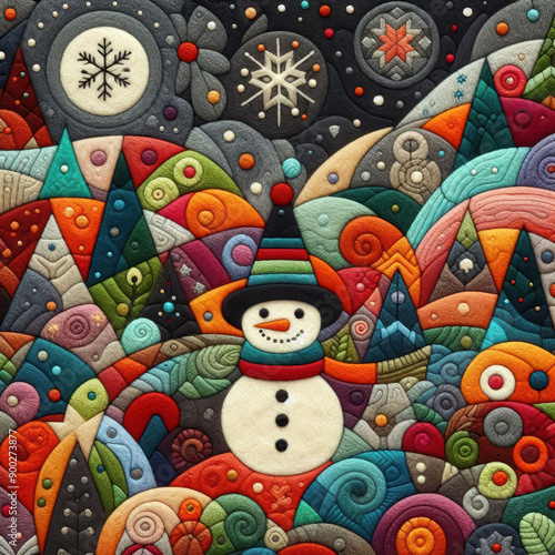 Felt art patchwork, christmas concept, colorful holiday