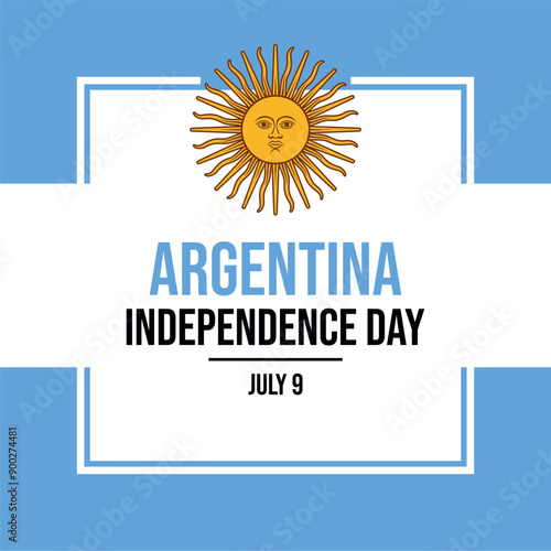 Argentina Independence Day poster vector illustration. Argentina flag square frame vector. Argentinian abstract flag symbol. Template for background, banner, card. July 9 every year. Important day