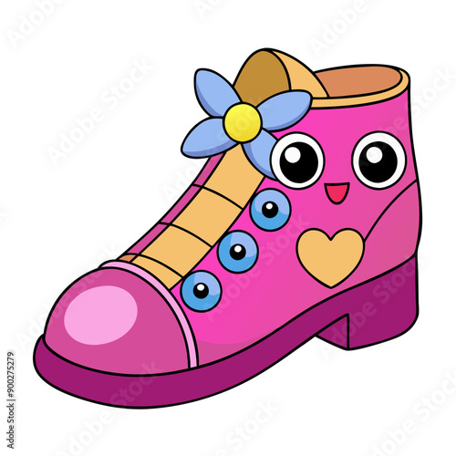 Charming kawaii shoe adorned with cute details in vibrant colors