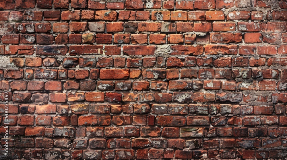 Fototapeta premium Vintage Wide Red Brick Wall Texture with Copy Space