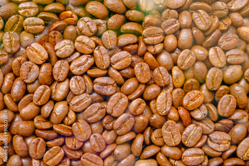 Close-up of roasted coffee beans. background