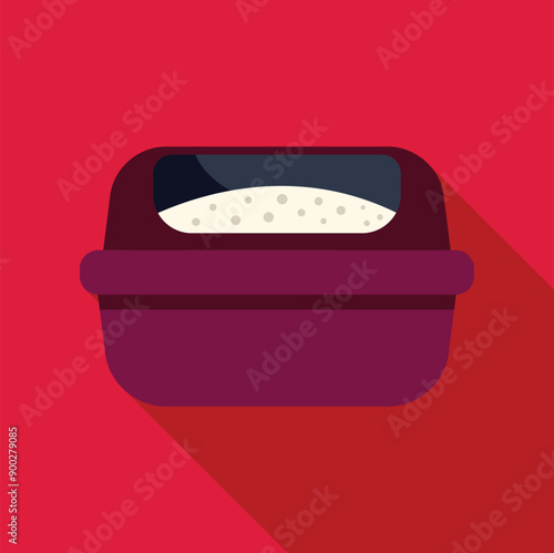 Empty and clean cat litter box sitting on a red background, ready for your pet