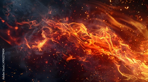 Dynamic Abstract Flames and Sparks in Dark Background