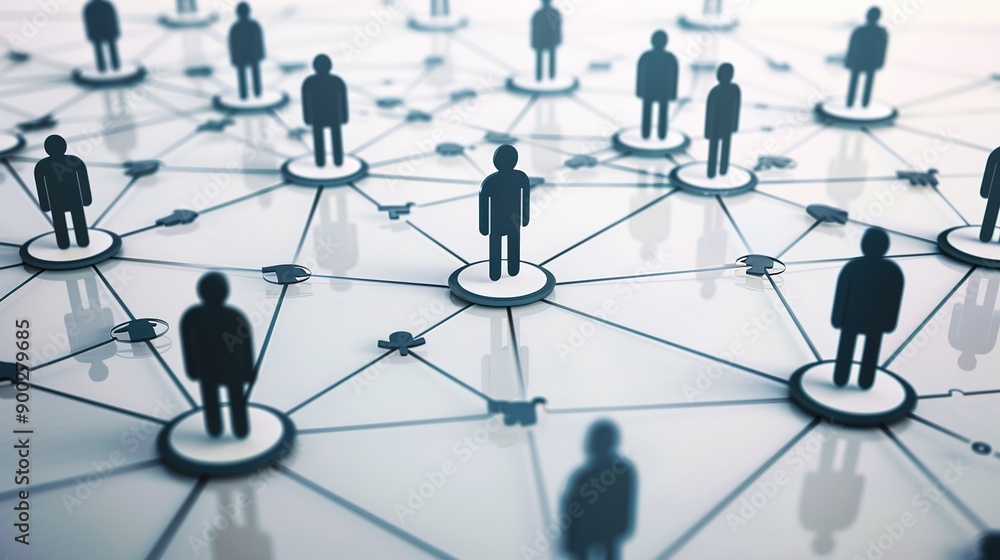 Interconnected Social Network: Icons of People in Circles Linked by Lines for Visualizing Relationships Interconnected Social Network: Icons of People in Circles Linked by Lines for Visualizing Relationships