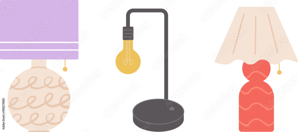 Obraz premium Table lamps isolated on a white background. Modern lamps for home. Vector illustration