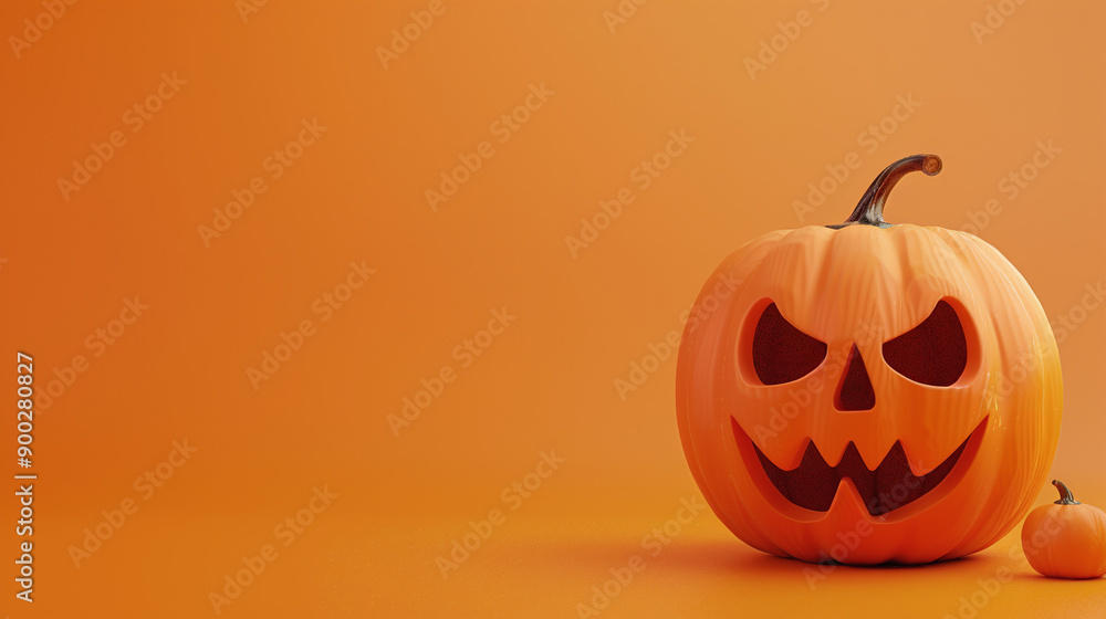 Halloween jack o lantern pumpkin on orange background Halloween jack o lantern pumpkin on orange background