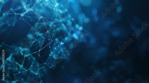 Abstract futuristic - technology with polygonal shapes on dark blue background. Design digital technology concept. 3d illustration , generative ai
