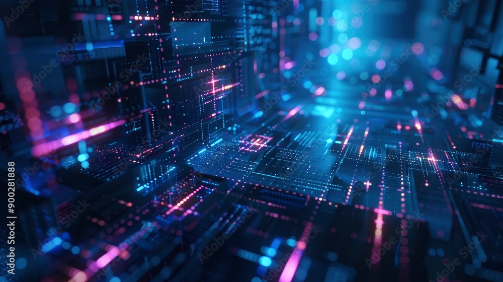 Abstract futuristic - technology with polygonal shapes on dark blue background. Design digital technology concept. 3d illustration , generative ai Abstract futuristic - technology with polygonal shapes on dark blue background. Design digital technology concept. 3d illustration , generative ai