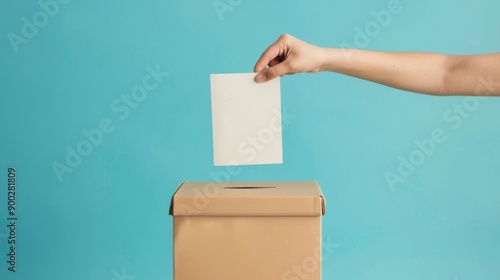 ballot box casting vote election on a blank background