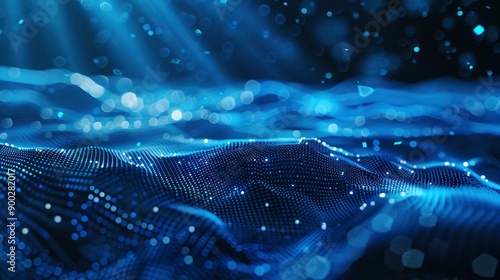 Fototapeta Naklejka Na Ścianę i Meble -  Abstract futuristic - technology with polygonal shapes on dark blue background. Design digital technology concept. 3d illustration , generative ai