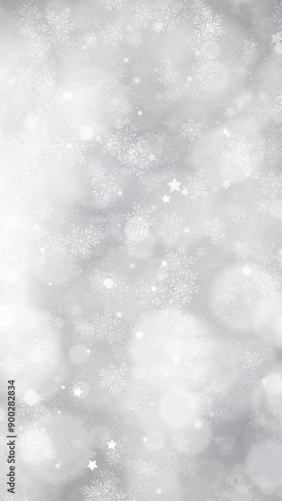 Magic silver winter bokeh with illustrated snowflakes animation background. Magic silver winter bokeh with illustrated snowflakes animation background.