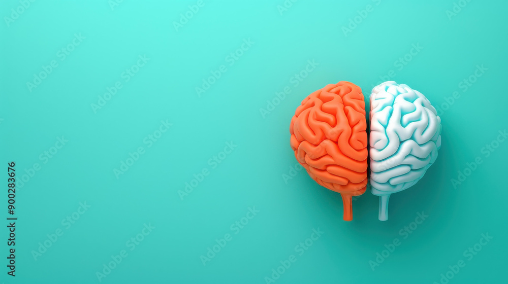 A striking half heart and half brain illustration that embodies the tension between emotion and logic against a vivid backdrop. A striking half heart and half brain illustration that embodies the tension between emotion and logic against a vivid backdrop.