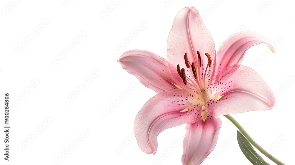 Pink Lily Flower Isolated On White Background Pink Lily Flower Isolated On White Background