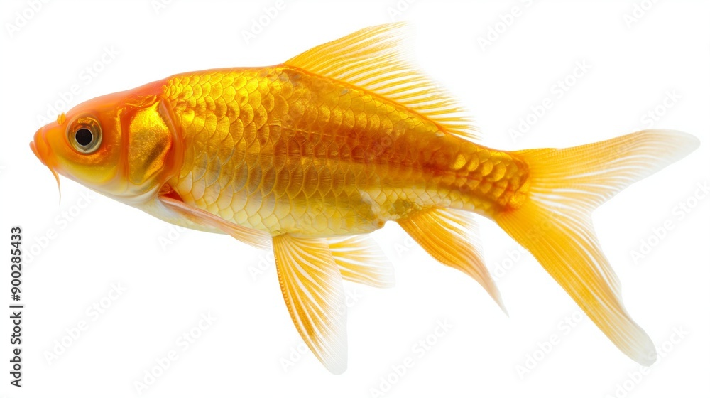 Photorealistic Goldfish Isolated on White Background Photorealistic Goldfish Isolated on White Background