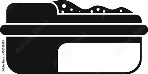 Black silhouette of a cat litter box with filler