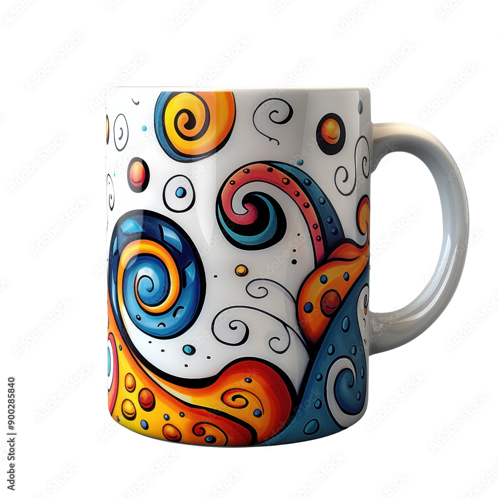 Colorful Ceramic Mug with Abstract Design. Colorful Ceramic Mug with Abstract Design.