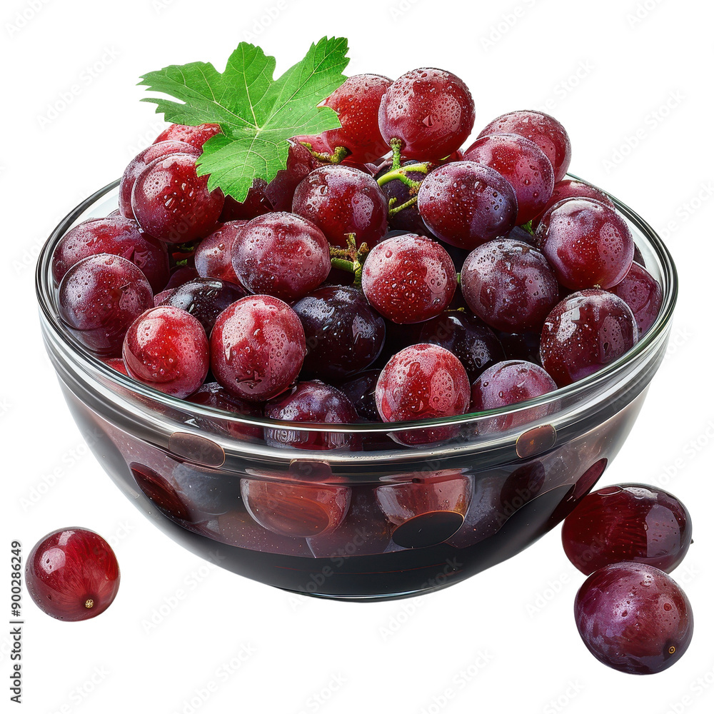 Fresh Red Grapes in Glass Bowl with Water Drops. Fresh Red Grapes in Glass Bowl with Water Drops.