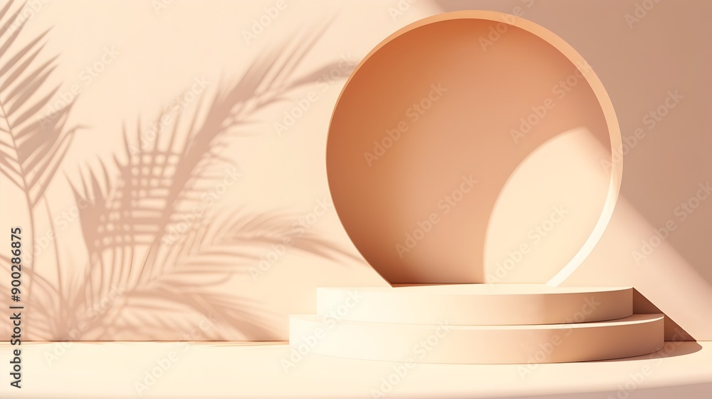 Beige Podium 3D Abstract Minimal Studio Scene for Luxury Cosmetic Product Display Beige Podium 3D Abstract Minimal Studio Scene for Luxury Cosmetic Product Display