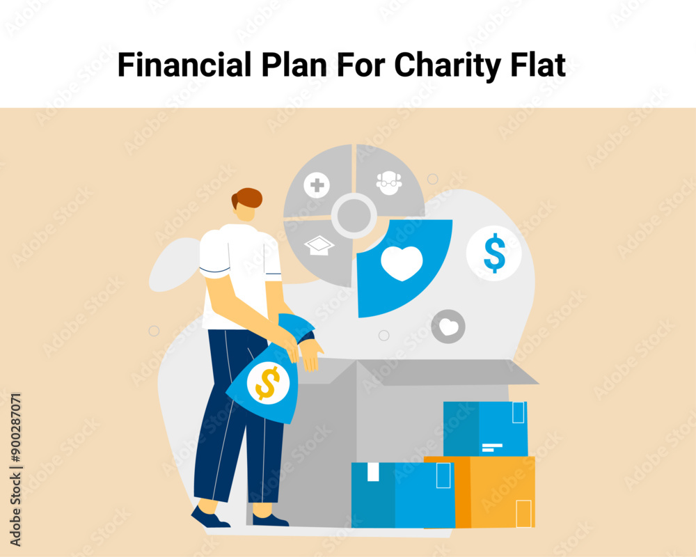 Financial Plan For Charity Vector Illustration Financial Plan For Charity Vector Illustration